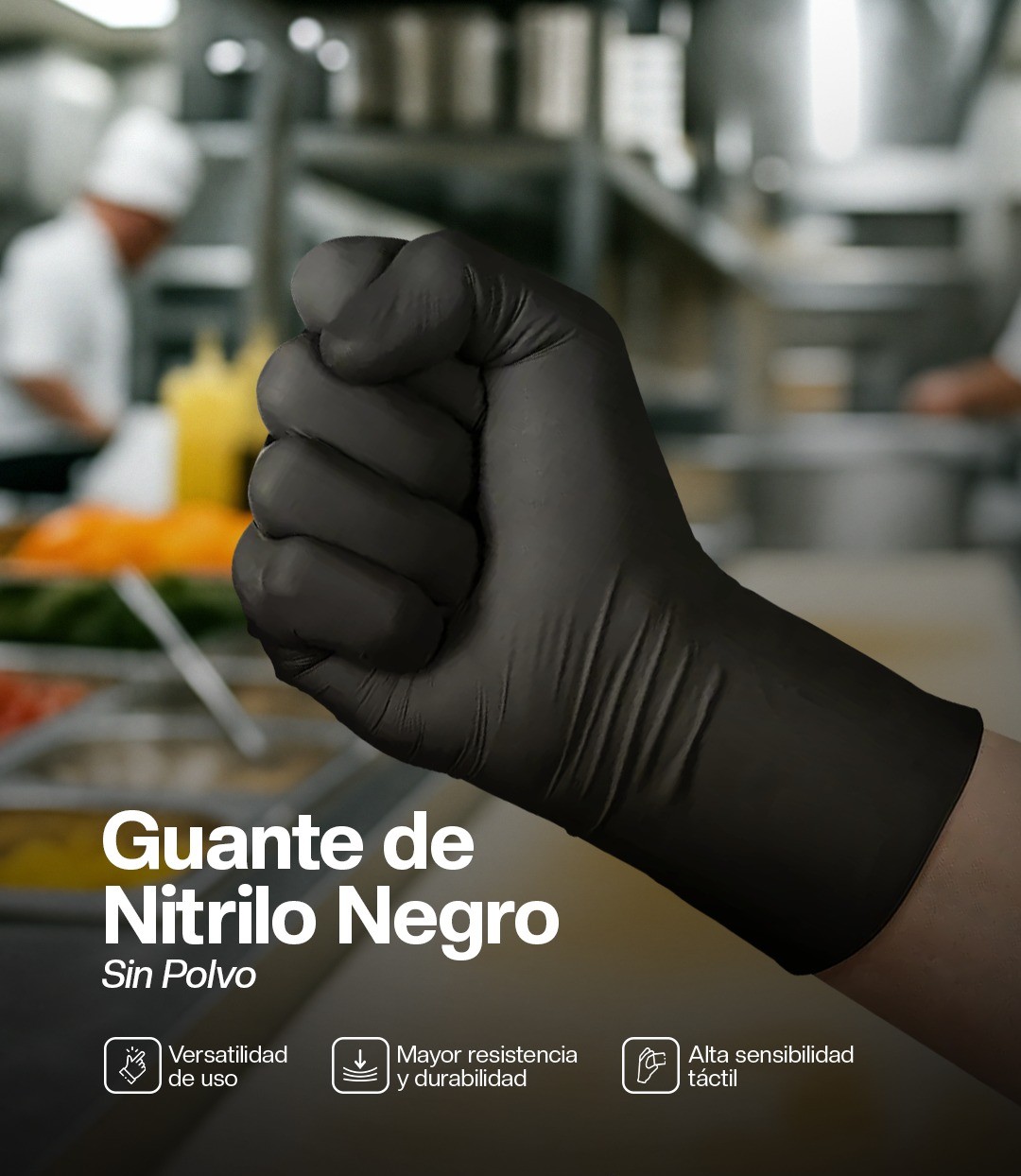 Guantes de Nitrilo Negro Sin Polvo 100 P